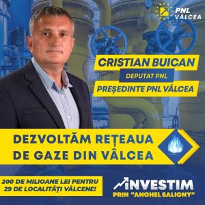 Deputatul Cristian Buican: 200 de mil. lei pentru 29 de localități vâlcene pentru dezvoltarea rețelei de gaze